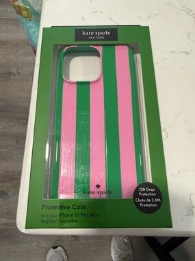 IPHONE16PROMAX Pink and Green Striped iPhone Case
